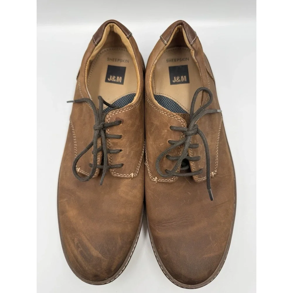 Johnston‎ Murphy J&M Mens 10M Brown Sheepskin Oxford Dress Shoes